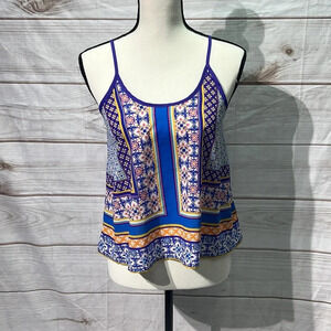 Fun & Flirt Purple, Blue, Mustard & Pink Crop Tank - XS